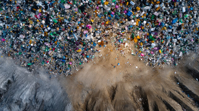 land with garbage, Garbage dump landscape of ecological damage contaminated land., plastic scrap in landfill, environmental problems pollution, waste or trash from household in waste landfill