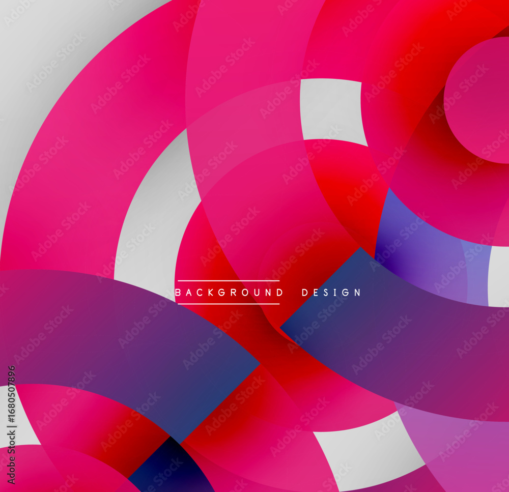 Aufkleber abstract composition. overlapping circles, squares create dynamic visual effect. vibrant pinks, blue