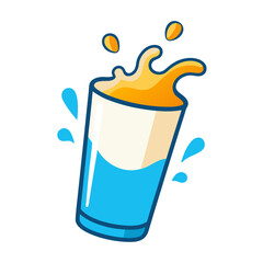 Refreshing glass of milk splashing vector on white background.