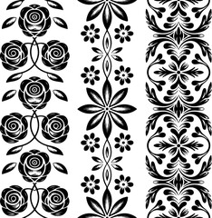 Black and White Floral & Geometric Pattern Set"