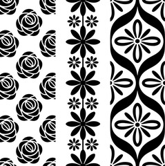 Black and White Floral & Geometric Pattern Set"