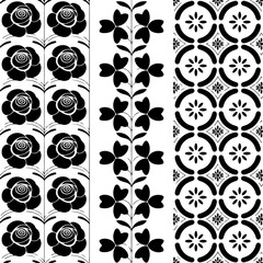 Black and White Floral & Geometric Pattern Set"