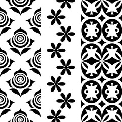 Black and White Floral & Geometric Pattern Set"