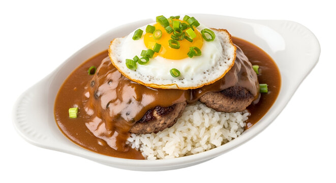 Loco Moco Isolated on Transparent Background. Hawaiian food