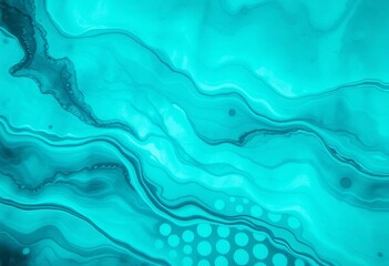 Obraz premium Swirling turquoise and teal watercolor washes create an ethereal underwater scene, serene, digital art