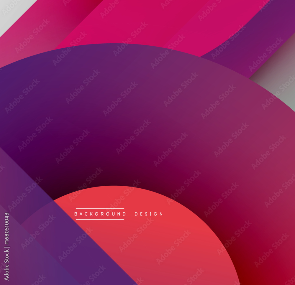 Poster abstract gradients overlap, creating dynamic visual effect. shades range from deep purple to vibrant