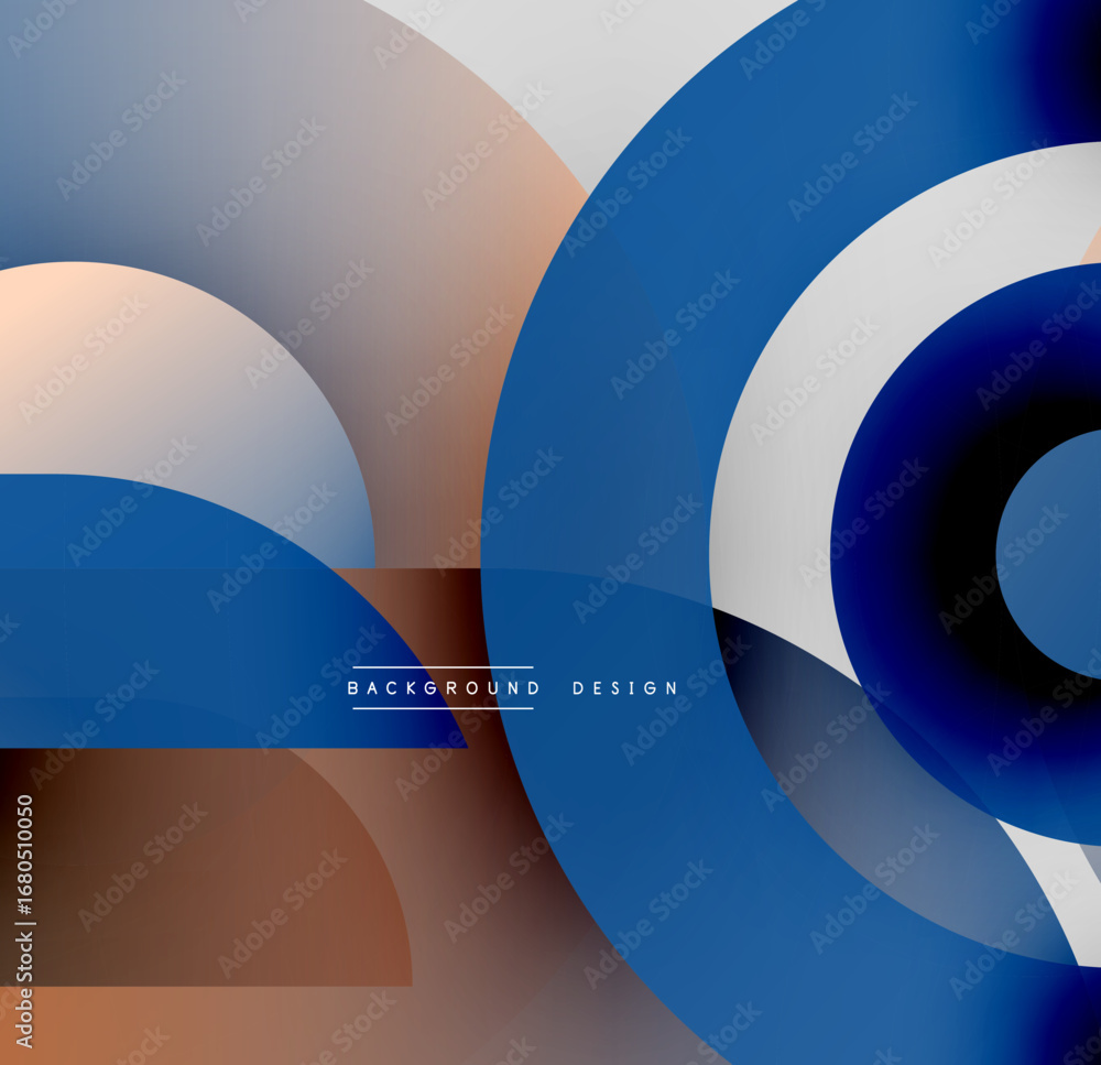 Poster abstract composition. overlapping circles create dynamic visual effect. warm, cool colors blend seam