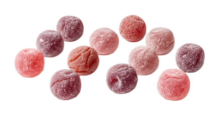 Round Candies Isolated on Transparent Background