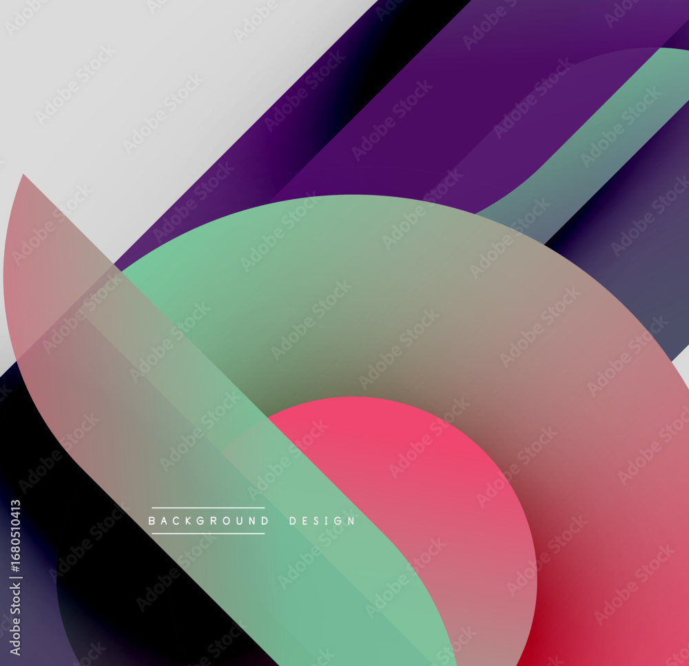 Poster abstract shapes overlap, creating vibrant color gradients. modern design features smooth transitions