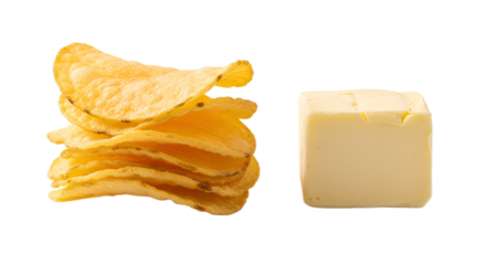 Potato Chips and Butter Isolated on Transparent Background