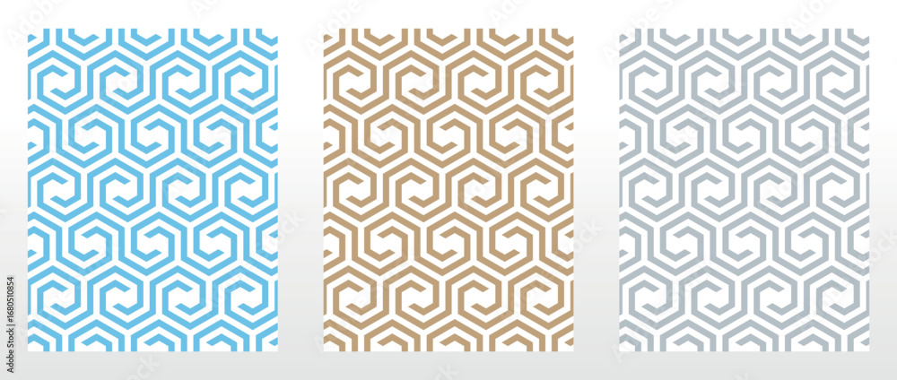 Poster set of abstract geometric patterns. seamless vector backgrounds. colored ornaments graphic modern pa