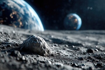 Lunar surface, Earth and another planet