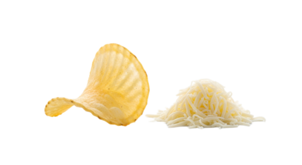 Potato Chip and Shredded Cheese Isolated on Transparent Background. American food