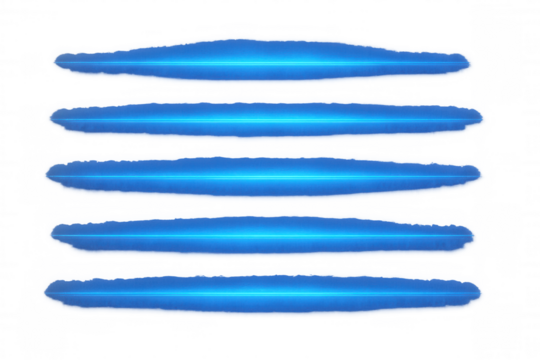 Five horizontal glowing blue lines are featured on a transparent background, ideal for digital art and graphic design projects