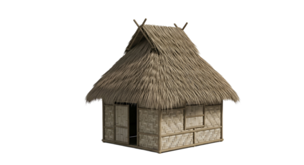 Traditional Thatched Hut Isolated on Transparent Background