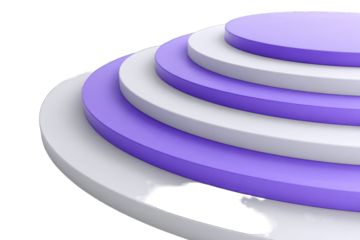 3D stage with layered, circular steps in white and purple