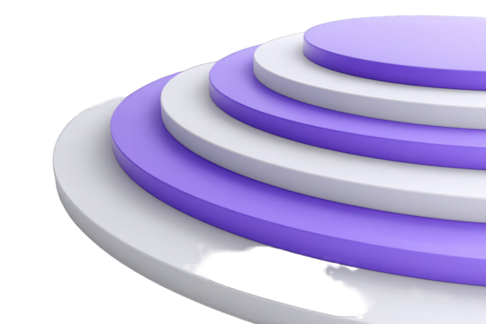 3D stage with layered, circular steps in white and purple