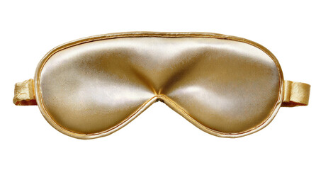 A golden-beige silk eye mask.  Smooth, supple fabric, soft curves.  Adjustable straps.  Sleep accessory