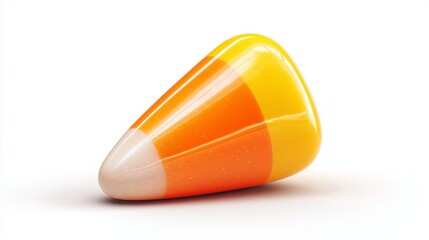3D candy corn icon with glossy finish, simple shape, clipart on white background
