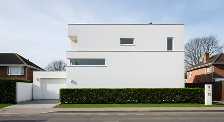 A house with a minimalist facade and no visible windows from the street