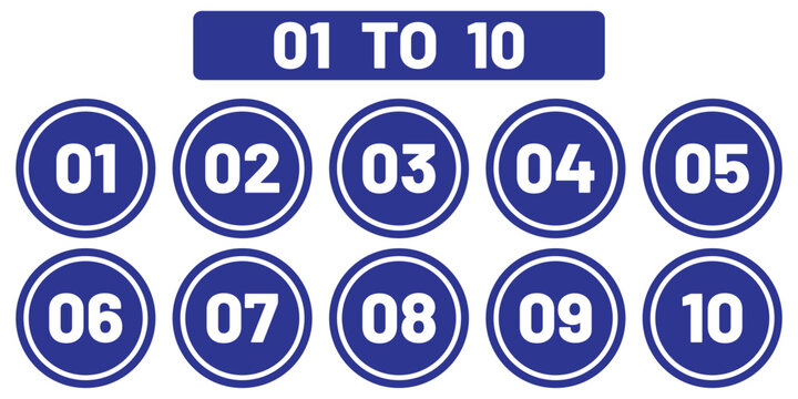 Set of numbers . Number circles set1 to 10 . Set of Round 1-10 numbers icon. eps 10