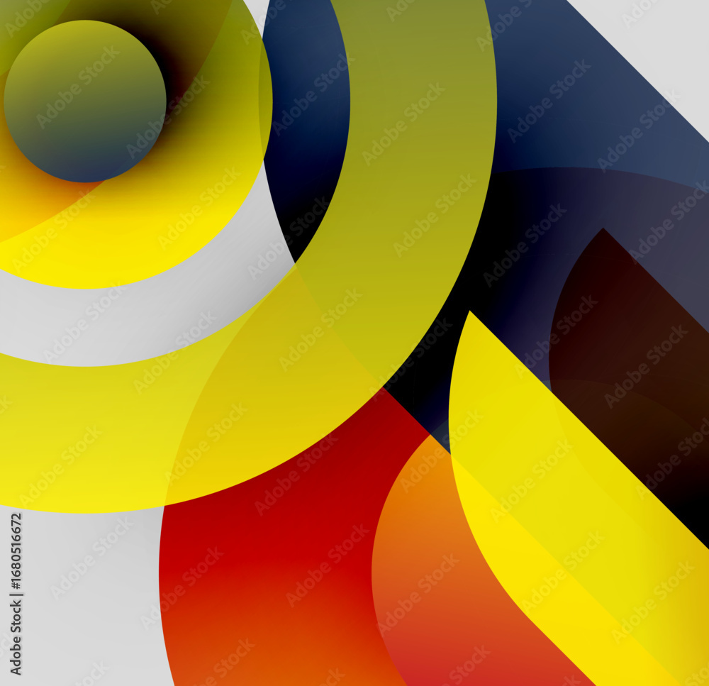 Poster abstract composition. overlapping circles, vibrant colors, dynamic shapes create modern visual exper