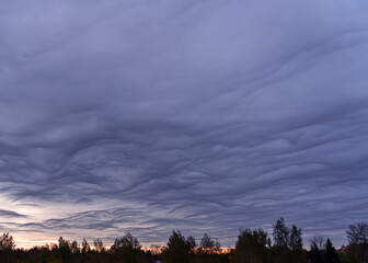 Dark creepy sky. Scary horror luminal space.