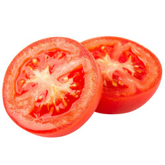 sliced tomato isolated on white and transparent background