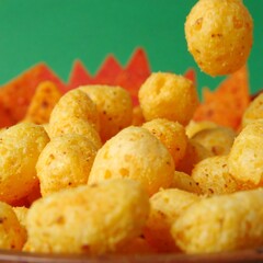 Crispy, cheesy snacks in a bowl