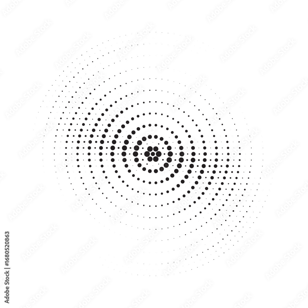 Aufkleber halftone circle frame dotted background set. round border icon using halftone random circle dots ras