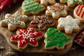 Fototapeta premium Christmas Cookies with Colorful Icing and Shapes