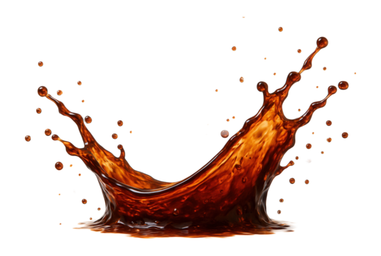 Splash of steaming coffee with droplets and arcs