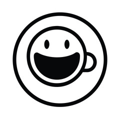 Coffee Art Smiley Outline Icon Vector Illustration