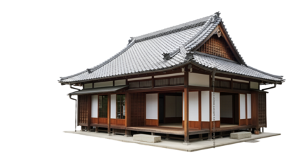 Traditional Japanese House Isolated on Transparent Background