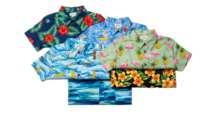 Collection of Hawaiian Shirts Isolated on Transparent Background