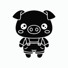 Cute Pig Cartoon Character Animal Kids Vector Illustration