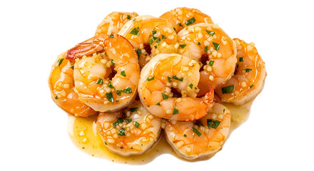 Garlic Shrimp isolated on Transparent Background. American food