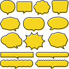 The standout highlighted yellow speech balloon are set in a frame that is black. / 目立つ強調された吹き出し フレーム セット イエロー 黄色