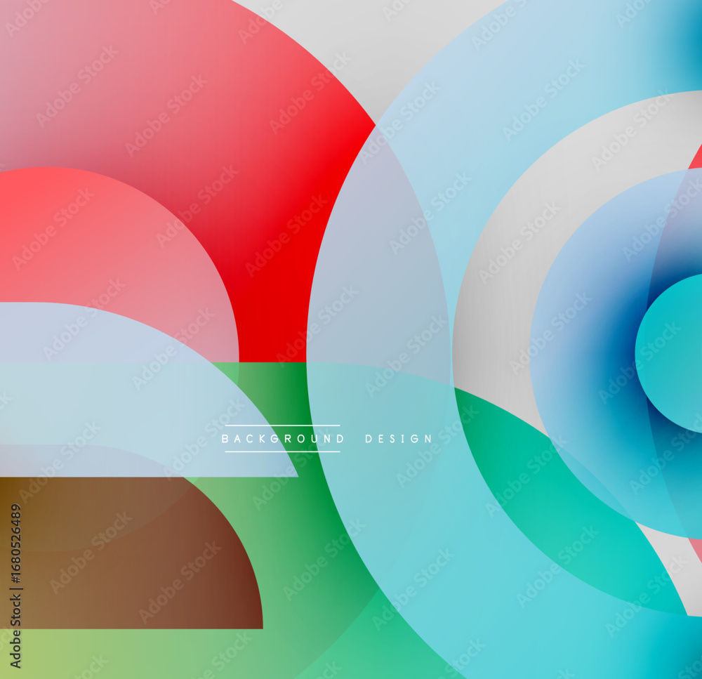 Poster abstract colorful circles overlap creating dynamic visual effect. modern design elements suggest cre