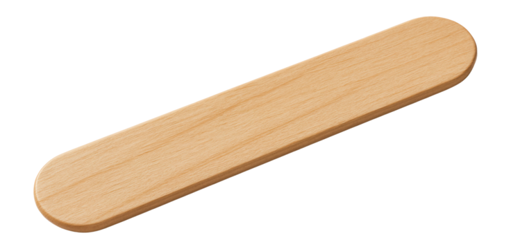 Wooden tongue depressor with flat shape and smooth edges