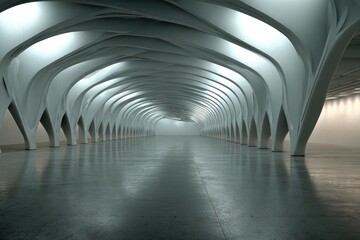 Fototapeta premium Empty, futuristic, white arch tunnel
