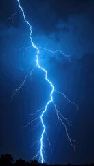 A mesmerizing display of blue electrical energy, crackling and branching across a dark, stormy sky The vibrant blue illuminates the night with ethereal power , spectacular, vibrant