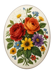 Fototapeta premium Oval glossy label with floral design