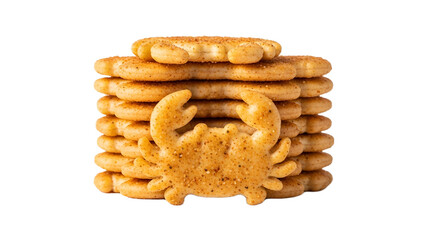 Crab Shaped Crackers Isolated on Transparent Background. American food
