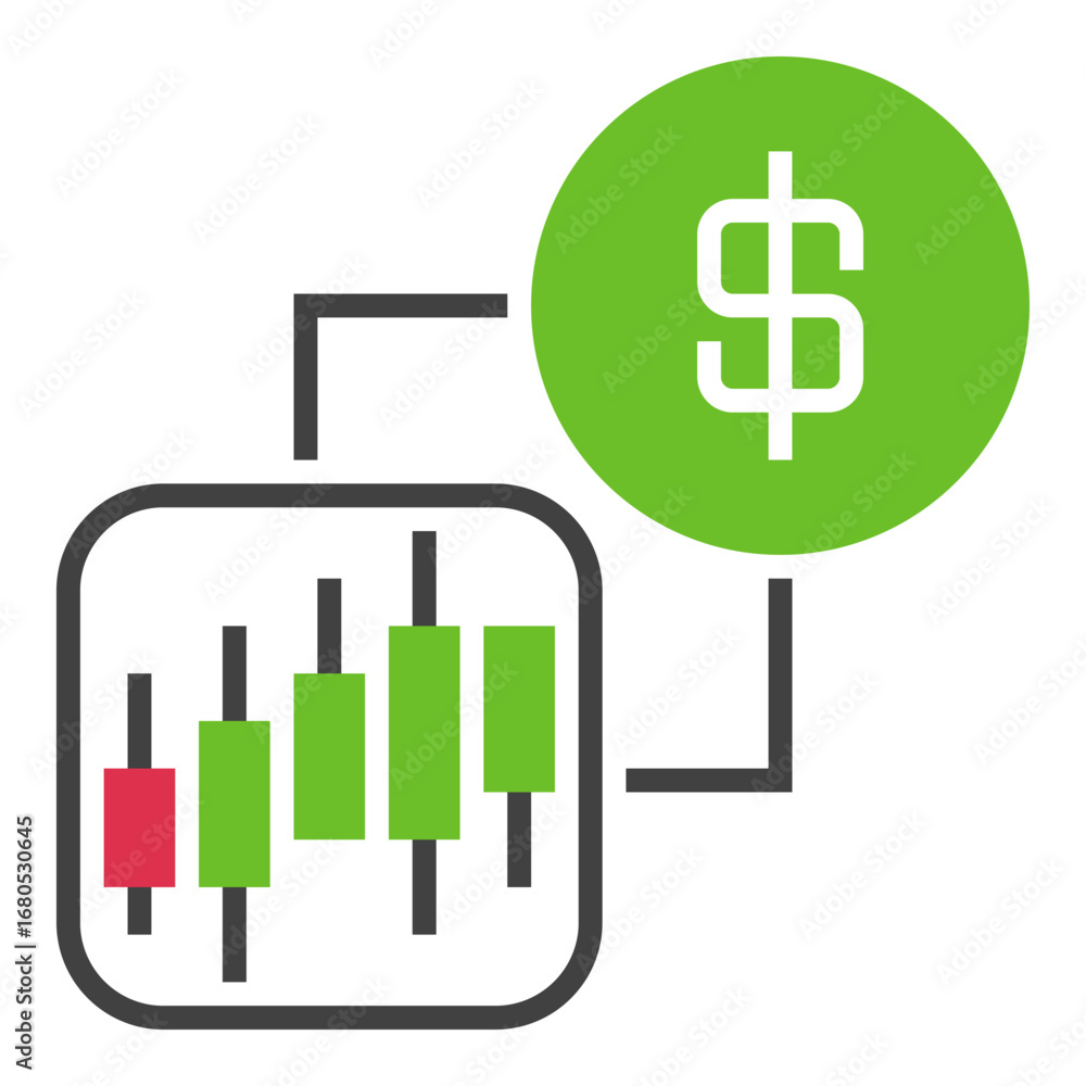 Poster candlestick chart with usd vector crypto trading icon or design element