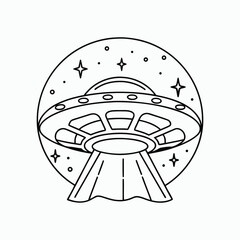 Alien Spaceship Coloring Page Outline Vector Illustration