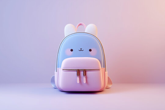 Isolated pastel kawaii backpack on clean white background