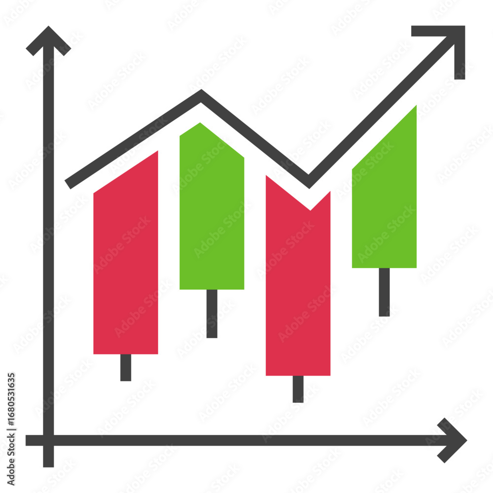 Poster candlestick chart vector trading and investment icon or design element