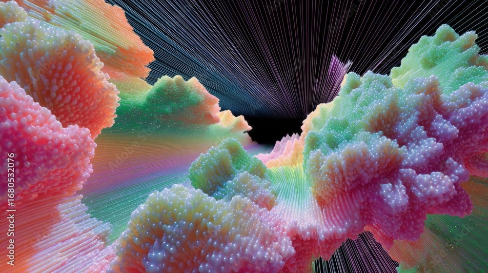 Aufkleber abstract digital art piece that appears to be made up of multiple layers of different colors and sha