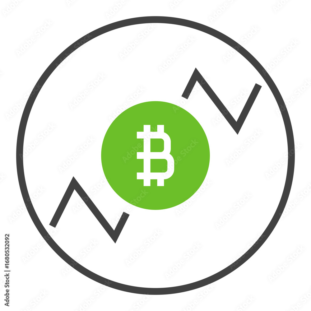 Poster circle with bitcoin vector crypto trading icon or design element